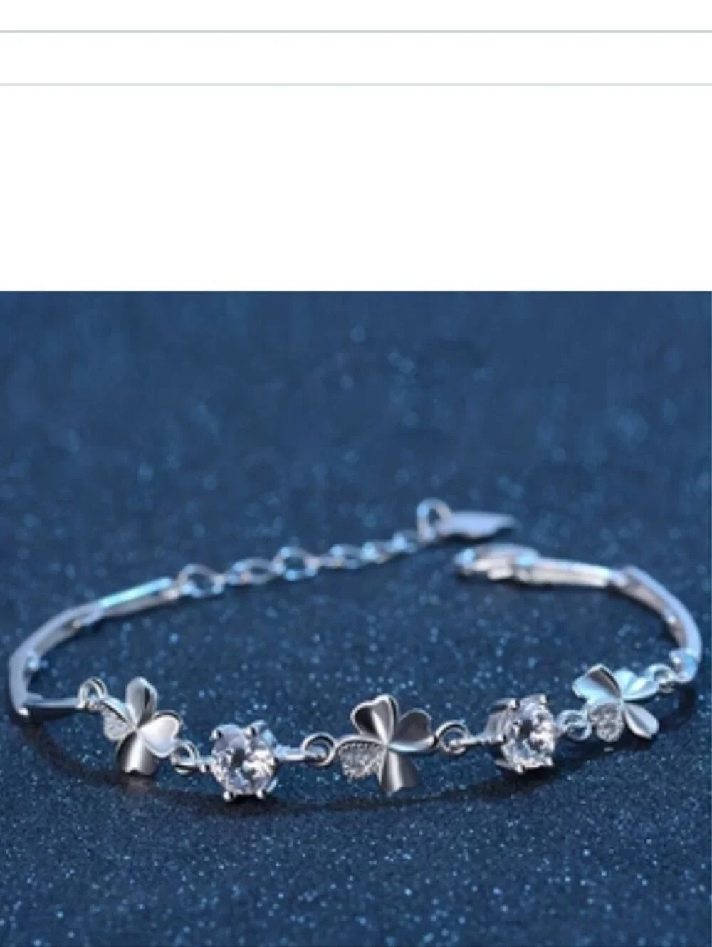 925 sterling Silver Zircon Lucky Clover Bracelet